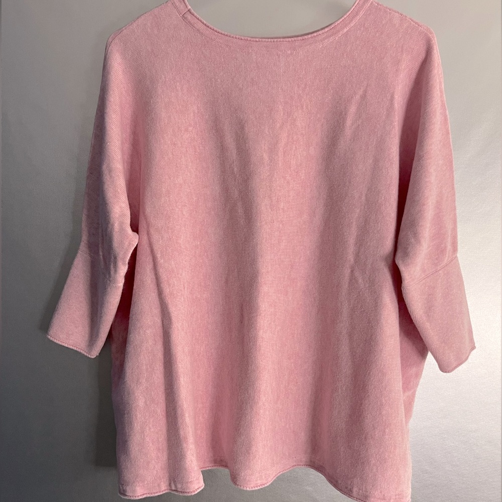 Purejill J.Jill Pink Heather 3/4 Sleeves Light Sweater - Picture 2 of 6